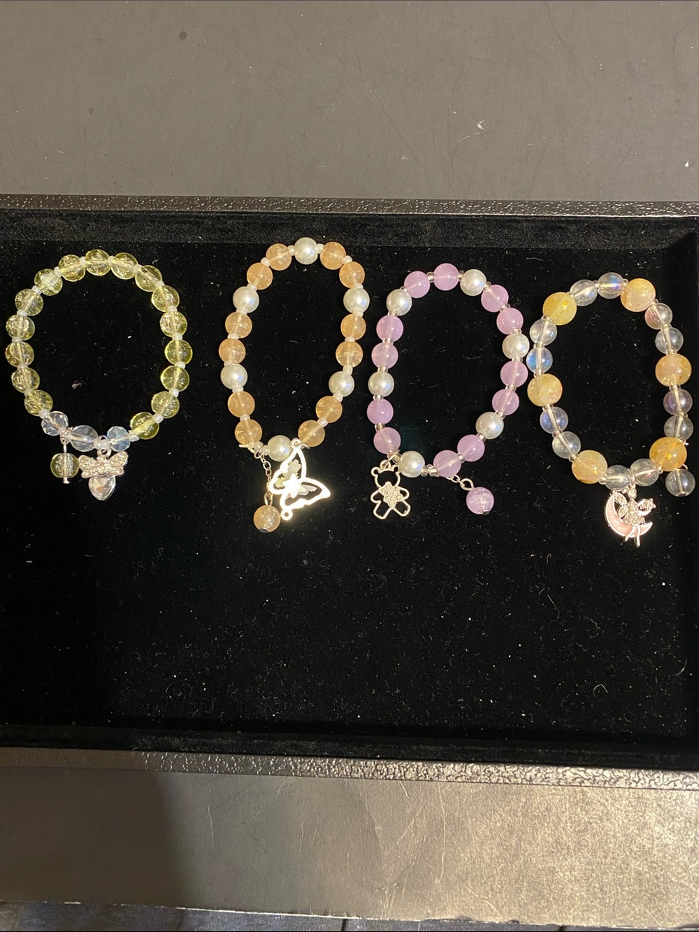 Handmade Crystal Charm Bracelet - Lavender, Peach, Yellow, Green